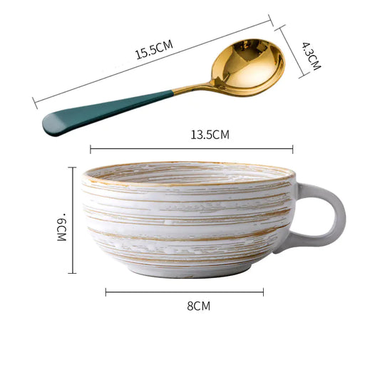 Large Retro Hand-Painted Ceramic Mug